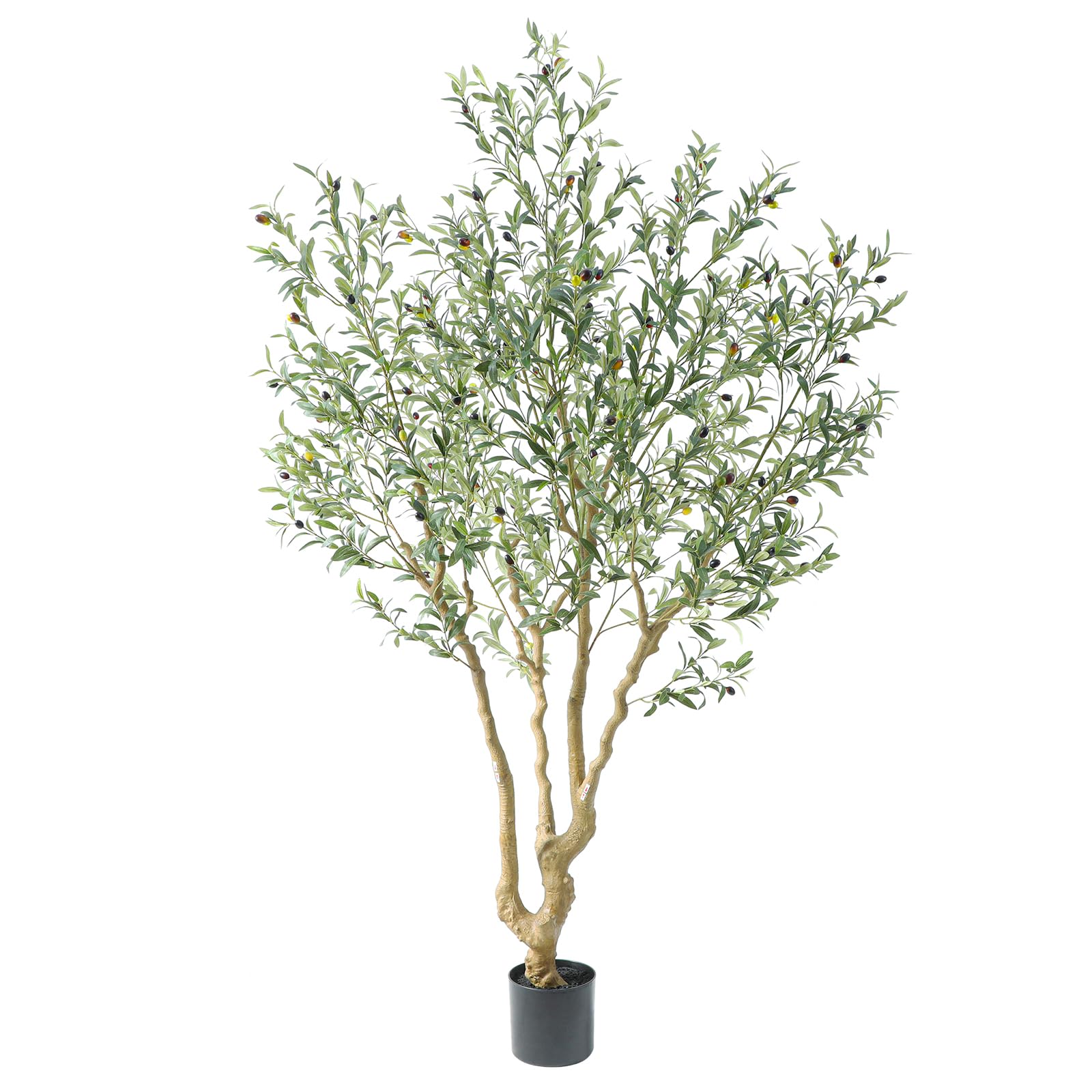 Majestic Artificial Olive Tree 7ft with Realistic Leaves and Olives – Full and Grand Design Faux Olive Tree 84in, Fake Olive Tree with Sturdy Base for Indoor Outdoor Office Décor.
