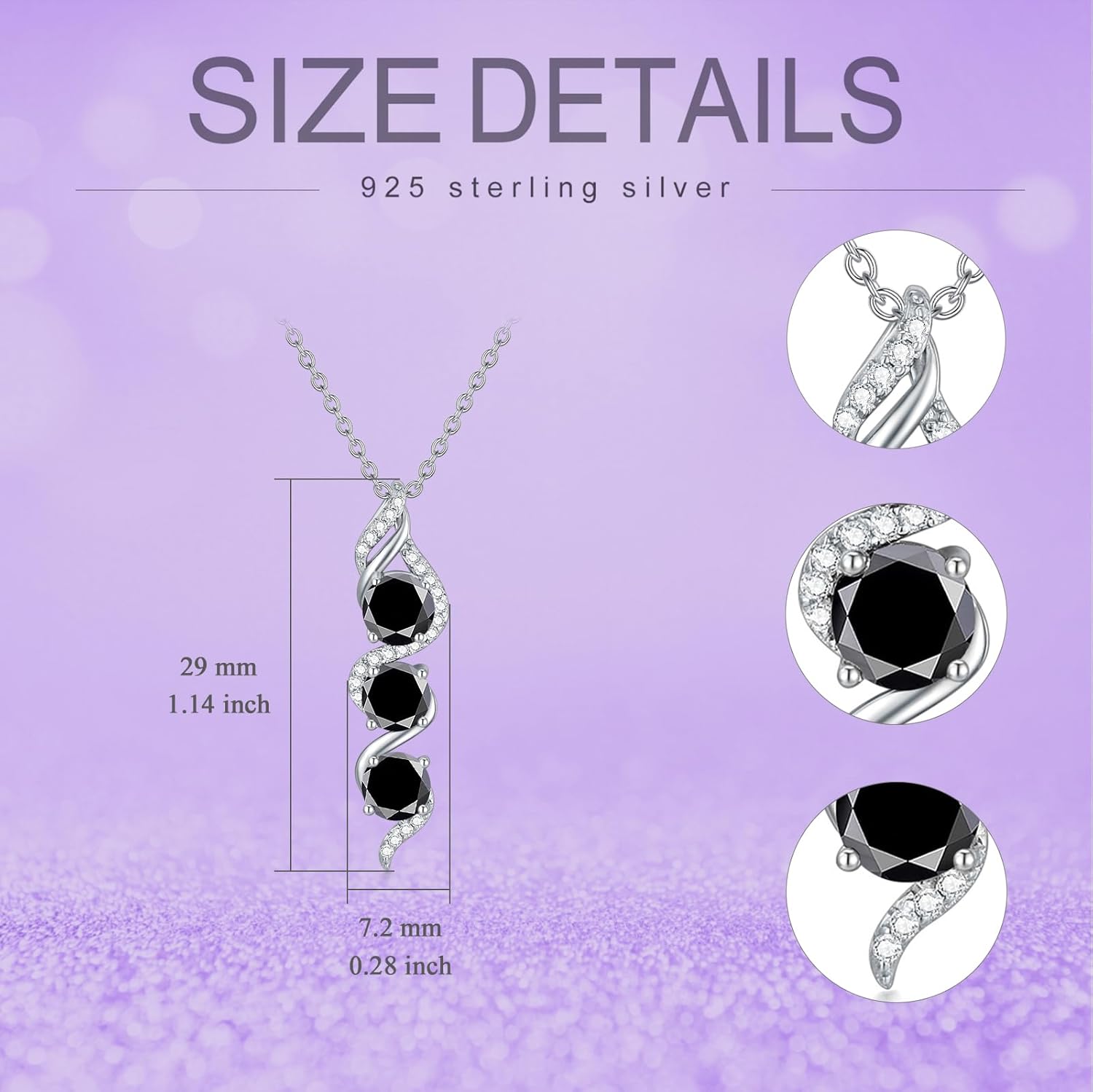 Round Cut 5 MM Birthstone Necklace 925 Sterling Silver Three Birthstone Pendant Necklace with 18+2 inch Chain for Anniversary Women Gifts (Gift Box) - Image 2