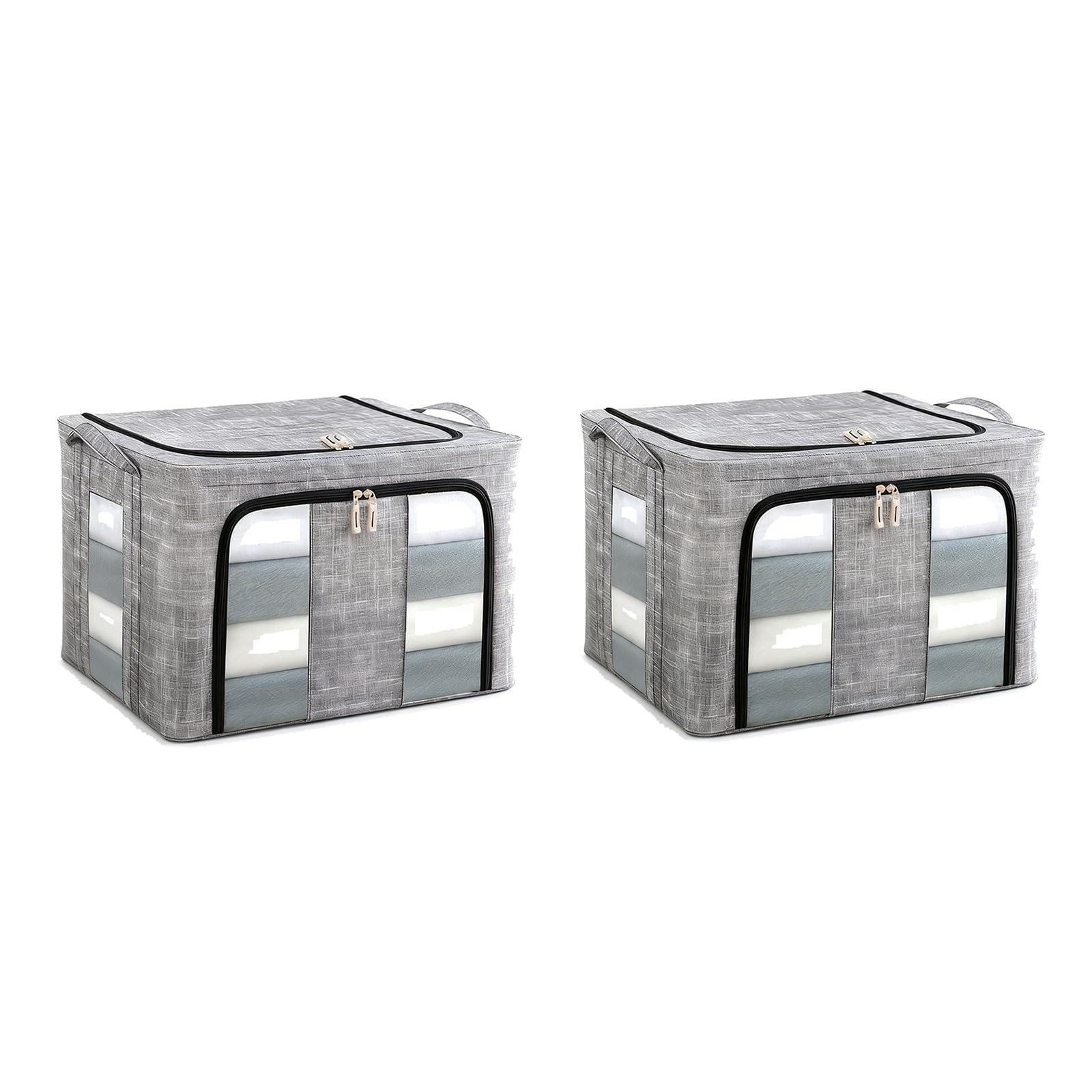 Amslsiu Premium Fabric Clothing Storage Bins 66L Capacity Organizing Seasonal Clothing And Bedding Storage Needs Linens Books