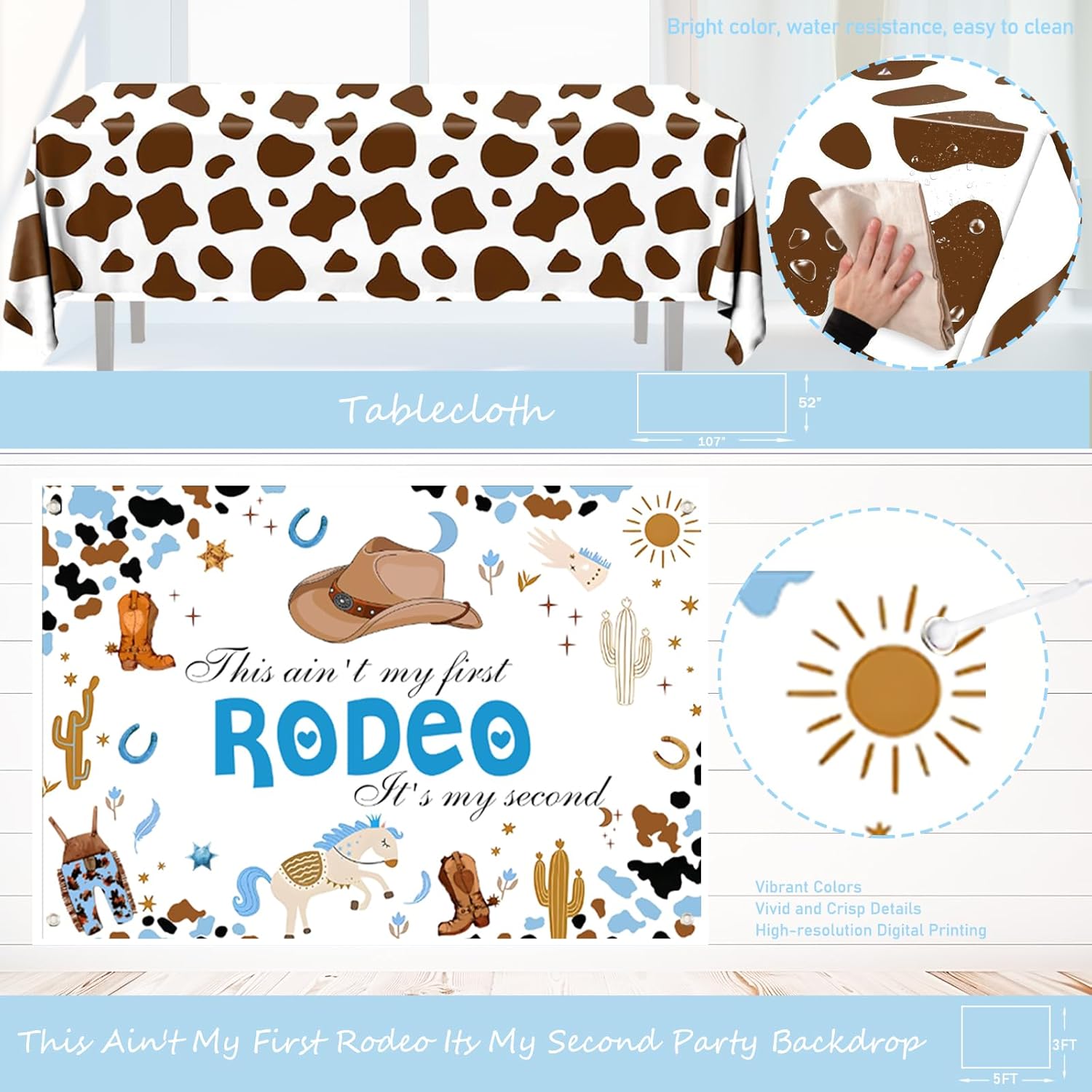Party Inspo My 2nd Rodeo Birthday Decorations Boy – 125PCs This Ain't My First Rodeo It's My Second Party Supplies Set with Backdrop Balloon Banner for Western Cowboy 2 Year Old Decor