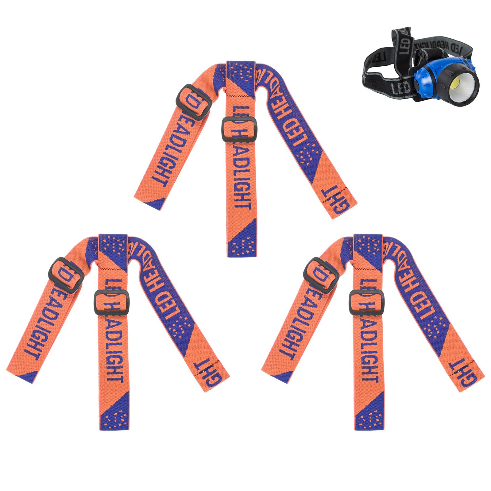 M METERXITY 3-Pack Headlamp Strap 1.65in/42cm, Orange Red, Blue