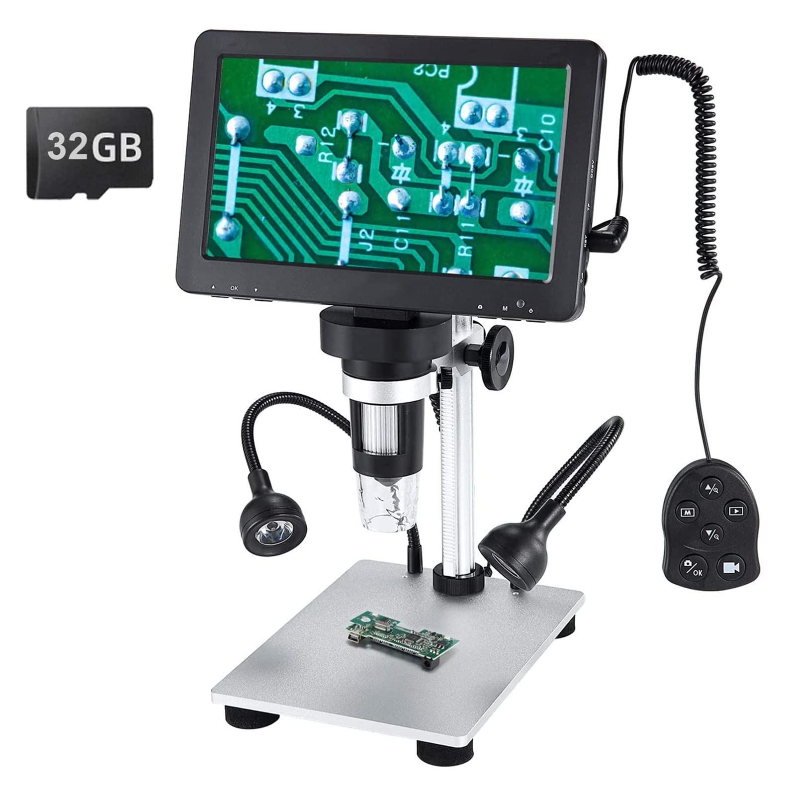 7 Pulgadas LCD 12MP 1-1200X USB Cámara de magnificación del microscopio grabadora de Video con Cable al Cable con 3 2g TF Tarjeta