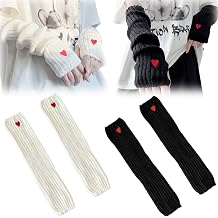 2 Pair Arm Warmers Y2k, Arm Warmers for Girls, Y2k Hand Gloves Accessories, Kawaii Accessories for Outfits, Kawaii Gloves Cute Knitted Fluffy Harajuku Fashion Armwarmers for Teen Girl Glove