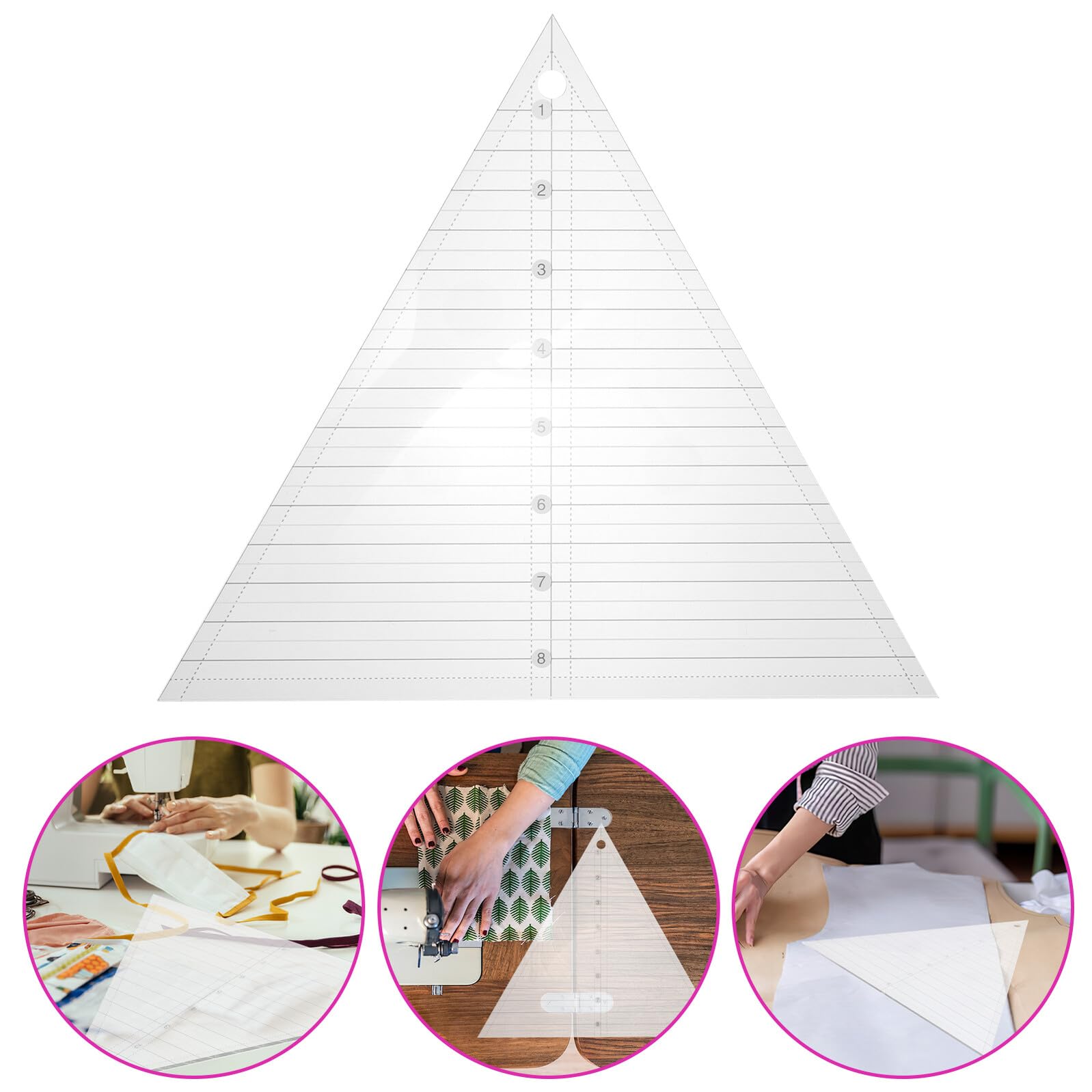 3 Pezzi Righello da Cucito in Acrilico per Patchwork e Trapuntatura Strumento Resistente per Taglio Preciso Tessuti e Progetti DIY