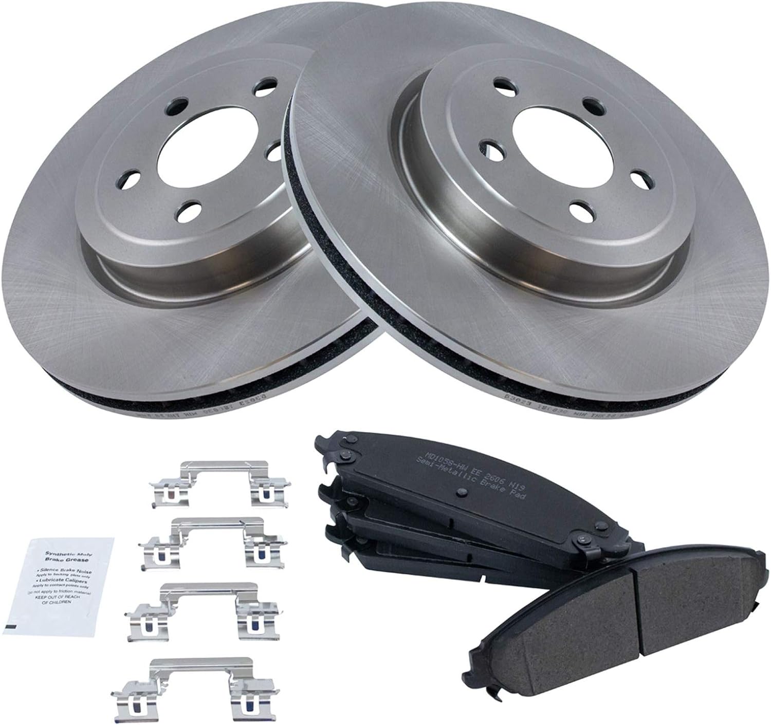 TRQ Front Brake Pad & Rotor Kit Brake Pads Brake Rotor Semi-Metallic Compatible with 2005-2019 Chrysler 300 2009-2019 Dodge Challenger 2006-2019 Charger 2005-2008 Magnum