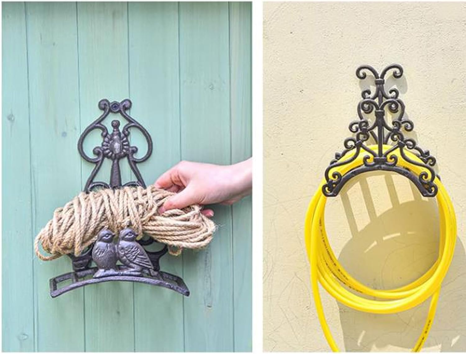 Garden Hose Holder Metal Garden Hose Holder，Heavy Duty Hose Hanger Wall Mounted Water Hose Holder for Outside Yard, Durable Hose Hooks Ideal for Water Hose, Extension Cords Garden Hose Reel(Color:#I)