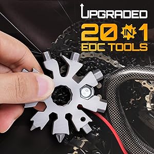 Snowflake Multi Tools Gifts for Men 20-in-1 Christmas Stocking Stuffers for Men Adults Dad Teens Multitools Pocket Size Mini Gadgets Screwdriver Wrench Bottle Opener