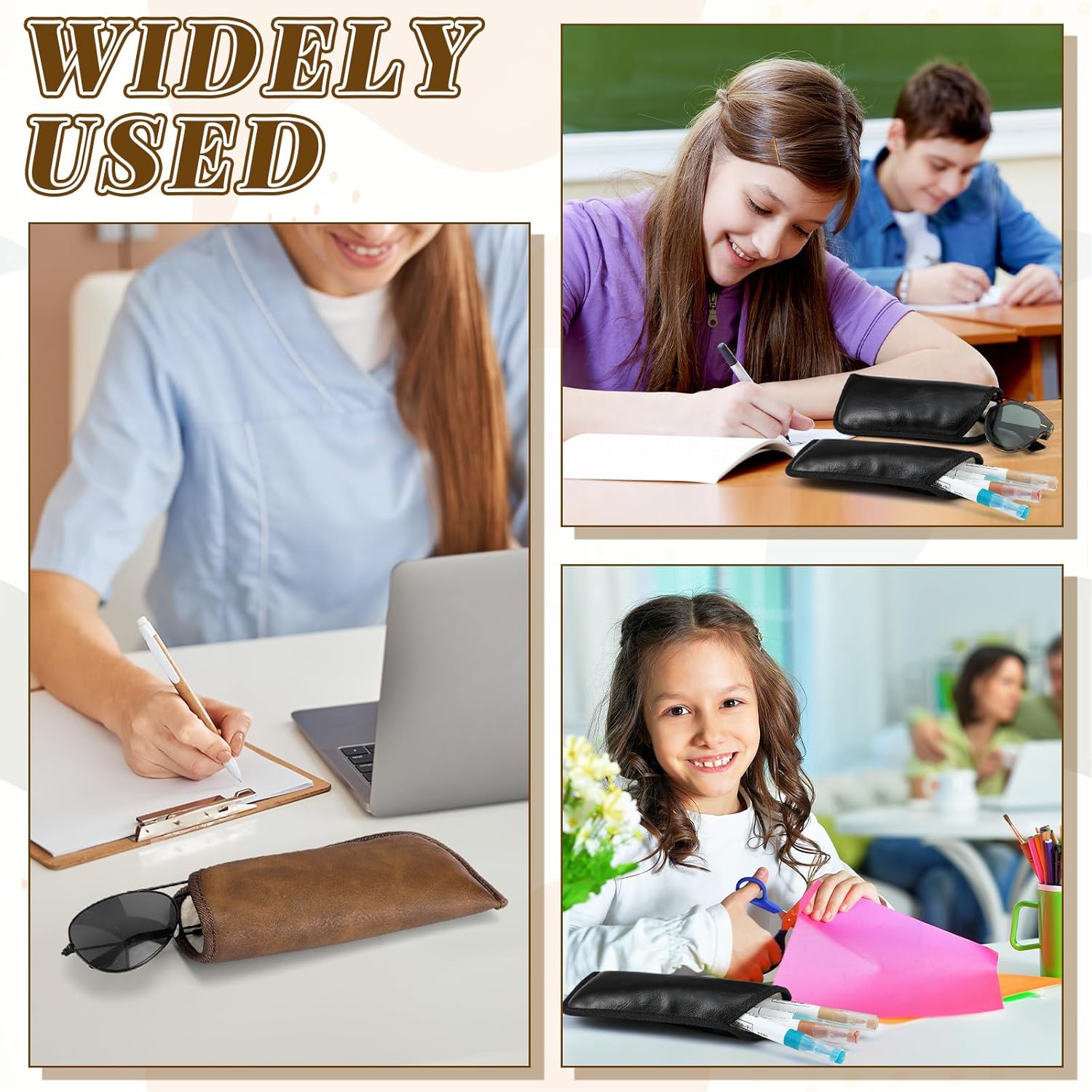 2 Pack Plush Lined Eyeglass Case, Anti-scratch Soft PU Leather Slip in Protective Travel Glasses Holder Storage Pouch Sleeve for Women Men - Image 6