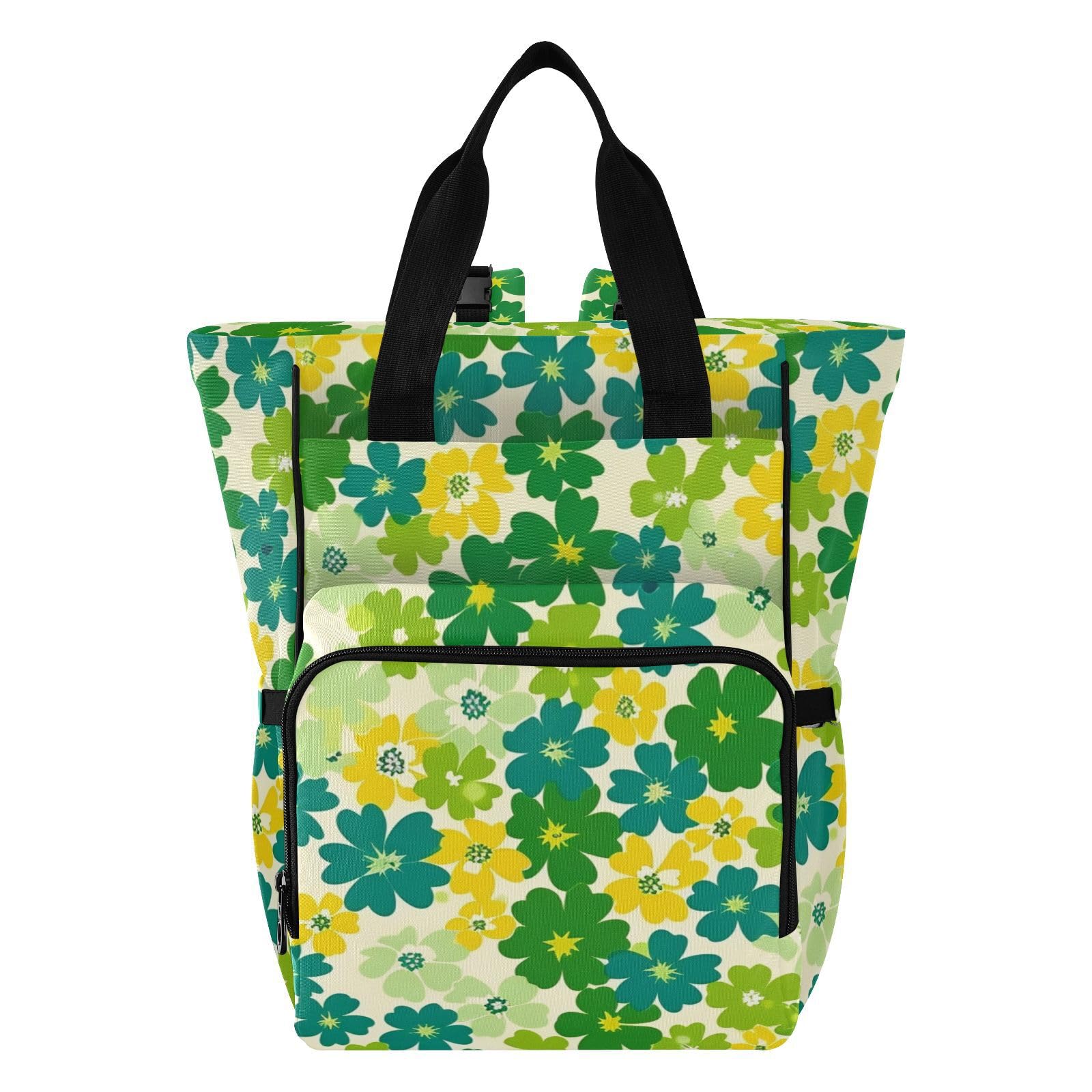 Zainetto da viaggio per neonata/ragazzo, con piccoli fiori, verde e