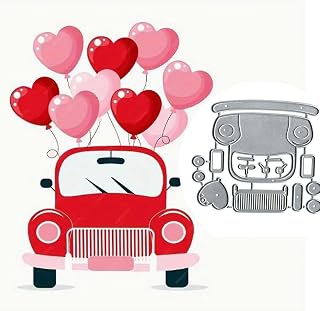 Valentine's Day Love Car Balloon Metal Die Cuts for Card Making,Heart Balloon Card Cutting Dies Cut Stencils DIY Scrapbooking Album Embossing Paper Card Embossing Craft