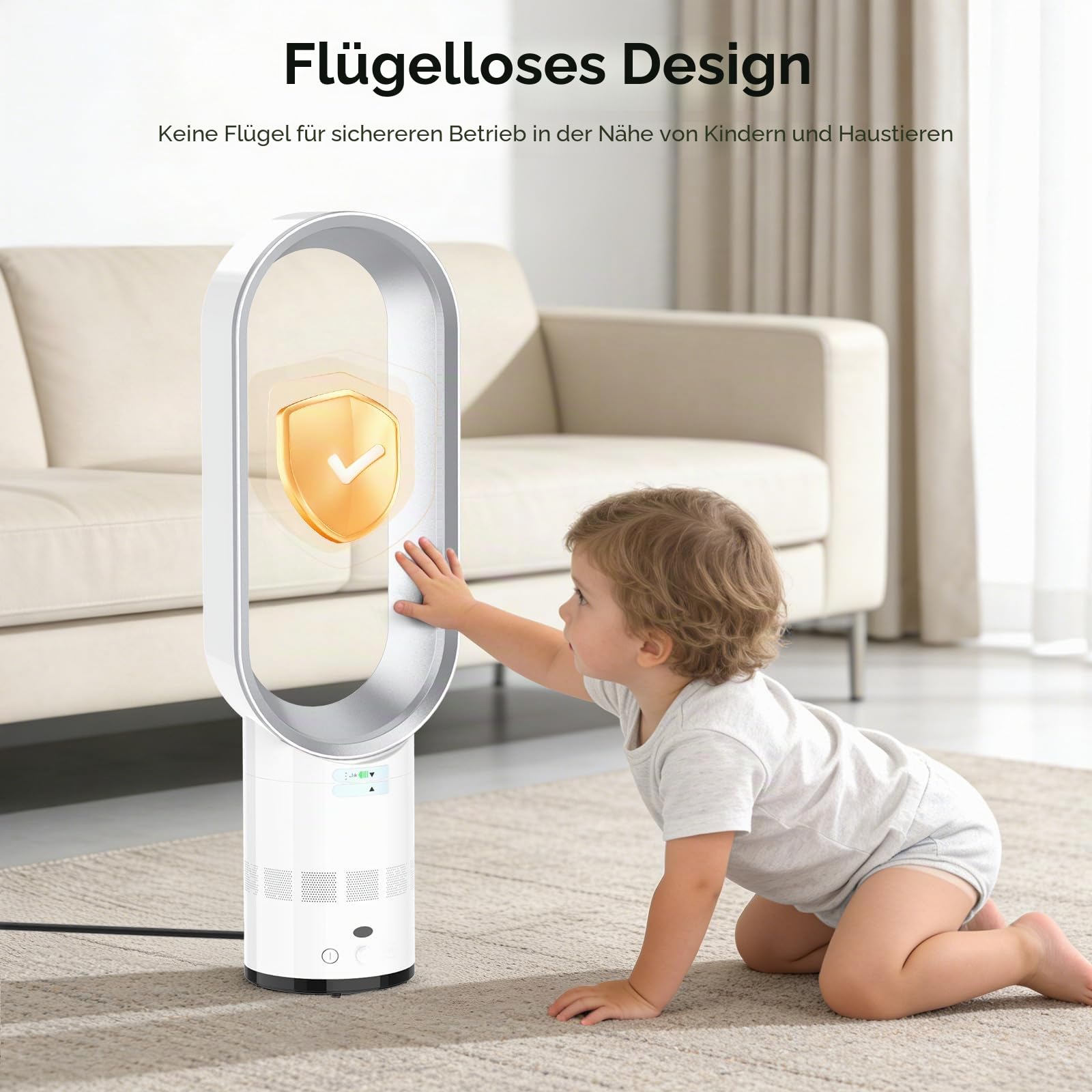 Eznaobo Blattloser Turmventilator mit Luftreiniger, 25,7-Zoll Leiser Turmventilator für das Schlafzimmer, 80°-Schwenkfunktion, 2-Stunden-Timer, tragbarer Standventilator, blattlose Ventilatore (grey)