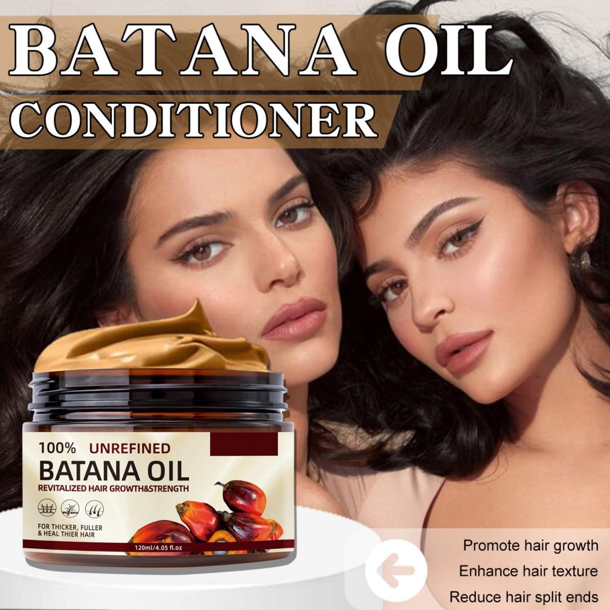 Batana Oil Hair Mask, Raw Batana Oil for Hair Growth, Repair Damaged Hair, Leave Hair Smoother, Eliminates Split Ends & Increases Shine, 120ml