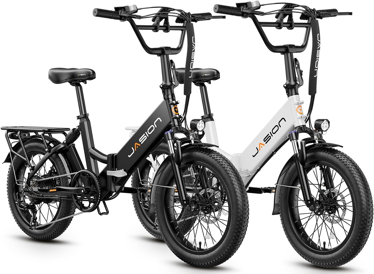 Jasion EB7 ST Electrical Bike for Adults with 1200W Motor Peak, 480Wh Detachable Battery 28MPH Max Pace & 55 Miles Vary (PAS) [20″ Fat Tire All-Terrain] Folding Step-Through Ebike with Entrance Suspension,BW