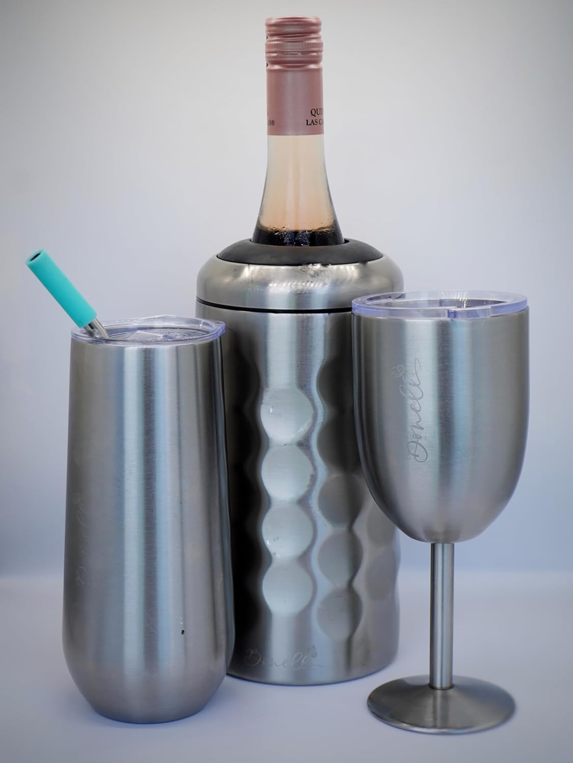 Champagne Bottle Chiller Gift Set- Portable Stainless Steel Sparkling Wine Cooler with 2 Champagne Flutes (Black) - Image 9