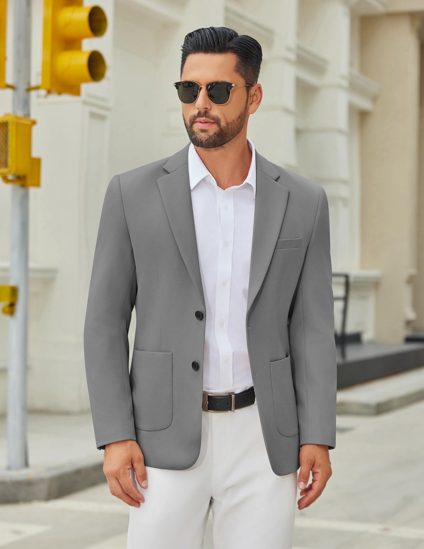 COOFANDY Giacca da uomo casual slim fit due bottoni giacca leggera maglia cappotto sportivo