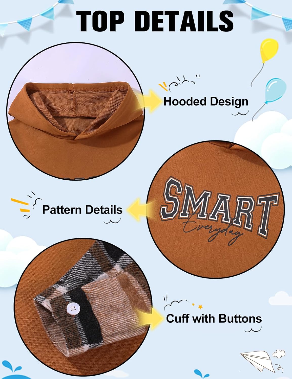 Zupora Toddler Boy 2 Pc Outfit Long Sleeve Tracksuit Plaid Hoodie Jogger Pants Fall Winter Clothes Set for Casual School 2-6T - Image 7