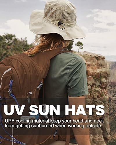 Miniatura 6 de Zylioo Sombrero de sol de pesca UV de gran tamaño, transpirable, de secado rápido, sombreros de verano ajustables con correa