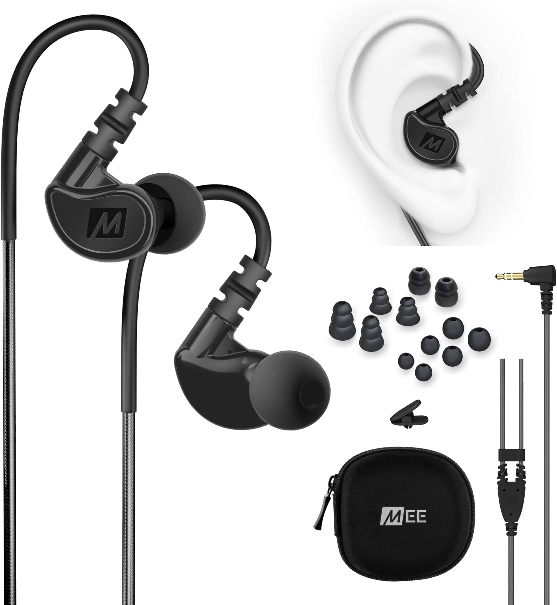 MEE Audio Sport-Fi M6 Noise Isolating in-Ear Headphones with Memory Wire (Black)