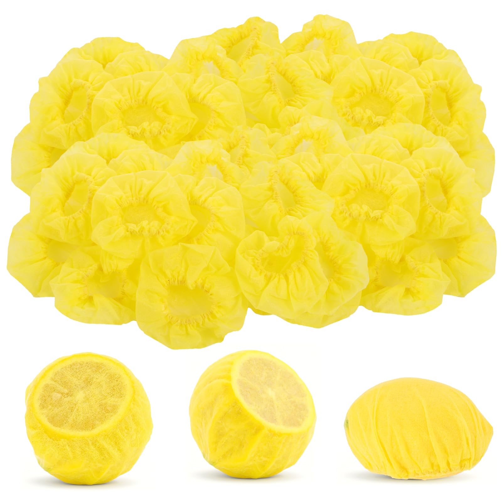 100 Pcs Lemon Wedge Wraps Yellow Lemon Nets Stretch Bag Cloth Covers Beverages Squeezing Halves Cover Making Free Juice Seed Covers
