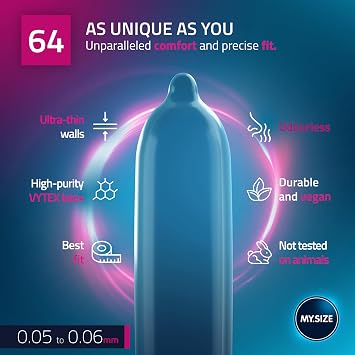 MY.SIZE PRO Condom Size 6, 64 mm, XL, 3 Condoms - Perfect fit and a Suitable Size for Everybody