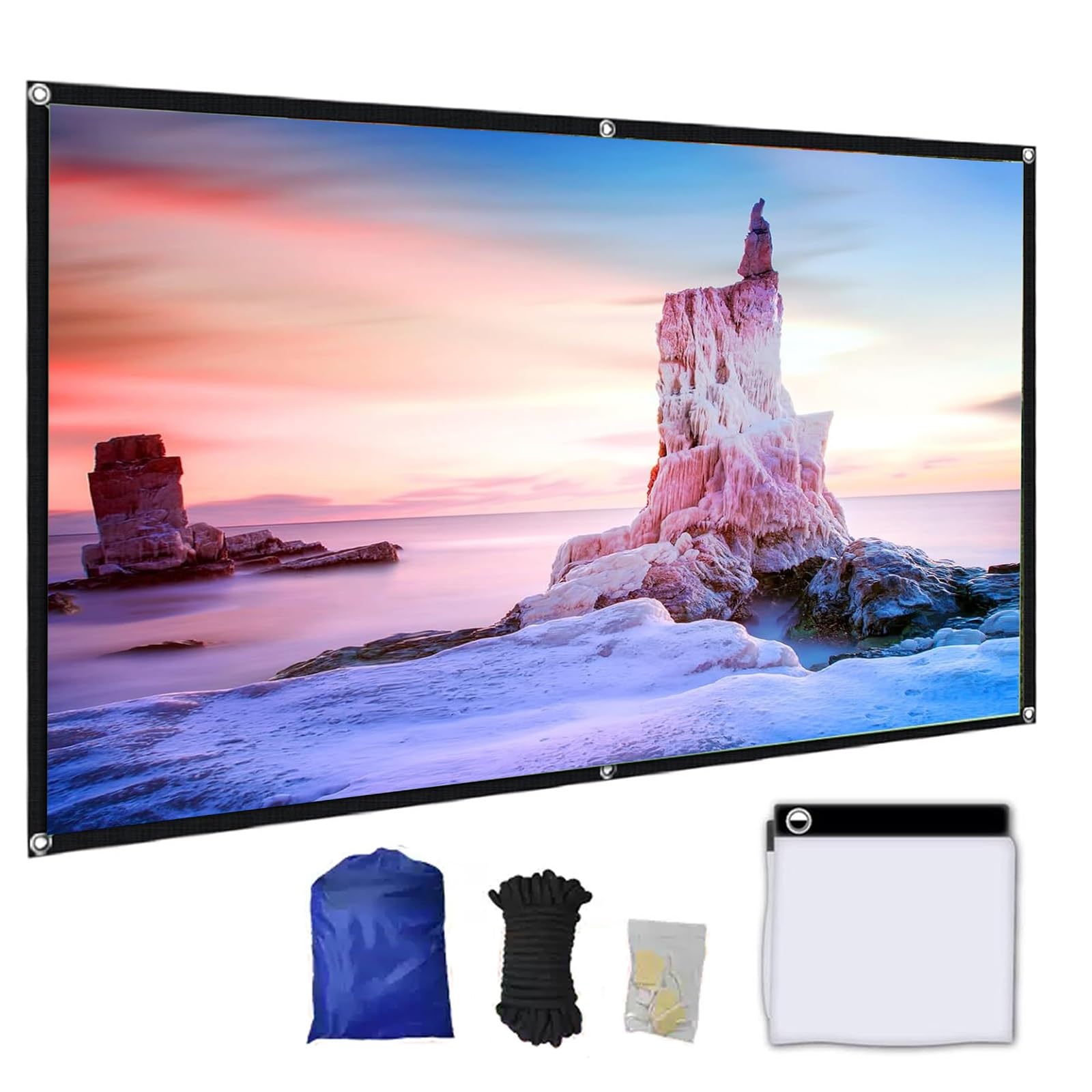 Telo Proiettore 84-300 Pollici per Interni ed Esterni, Pieghevole Portatile Schermo Proiettore 16:9 4K HD, per Home Theater Ufficio Riunioni(84inch(16:9))
