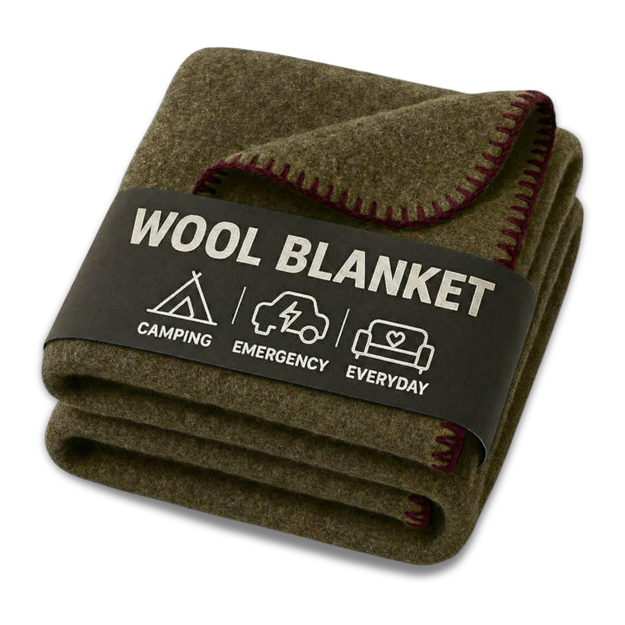 JMR 62x80 Military Wool Blanket for Emergency,Camping & Everyday Use (Olive Green) (Olive Green, 62X80)