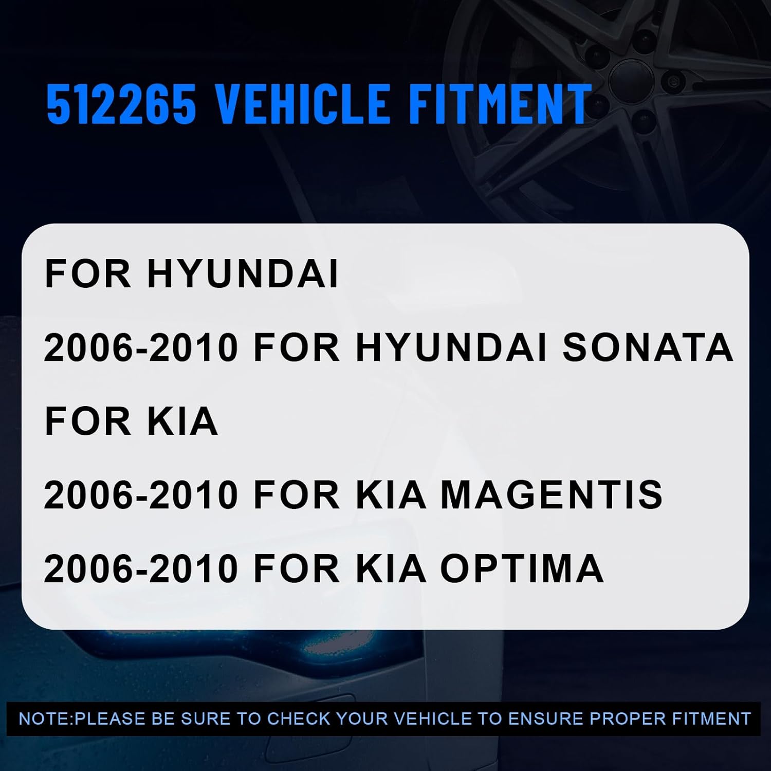 512265 Rear Left/Right Wheel Hub Bearing Assembly for Hyundai Sonata 2006-2010, for Kia Magentis 2006-2010/Optima 2006-2010 5 Lugs w/ABS