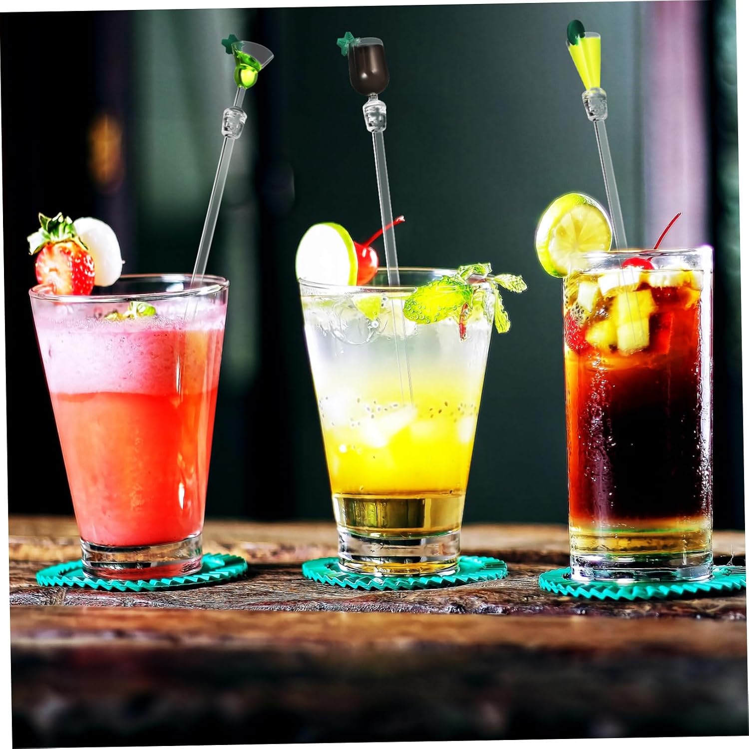 10pcs Plastic Swizzle Sticks for Drinks and Tea, Long Slender
