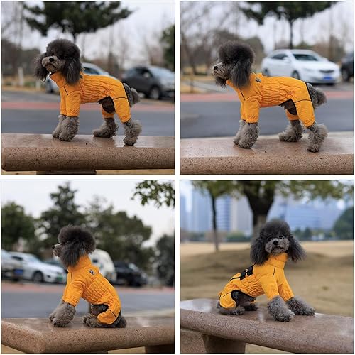 Miniatura 5 de Abrigo cálido para perro, chaleco de doble capa para perro, 4 patas cubiertas, resistente al viento, impermeable, reflectante, chaleco cálido para