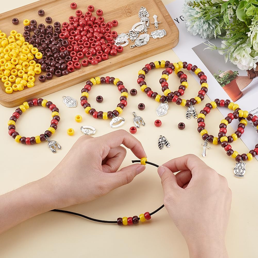 PH PandaHall 24 Sets Put on the Whole Armor of God Craft Kits, Bible Theme Charms Pendants Craft Beads Elastic Cord Warrior Charm Shield Knife Armor Cap Charm Accessories for DIY Jewelry Making image 3