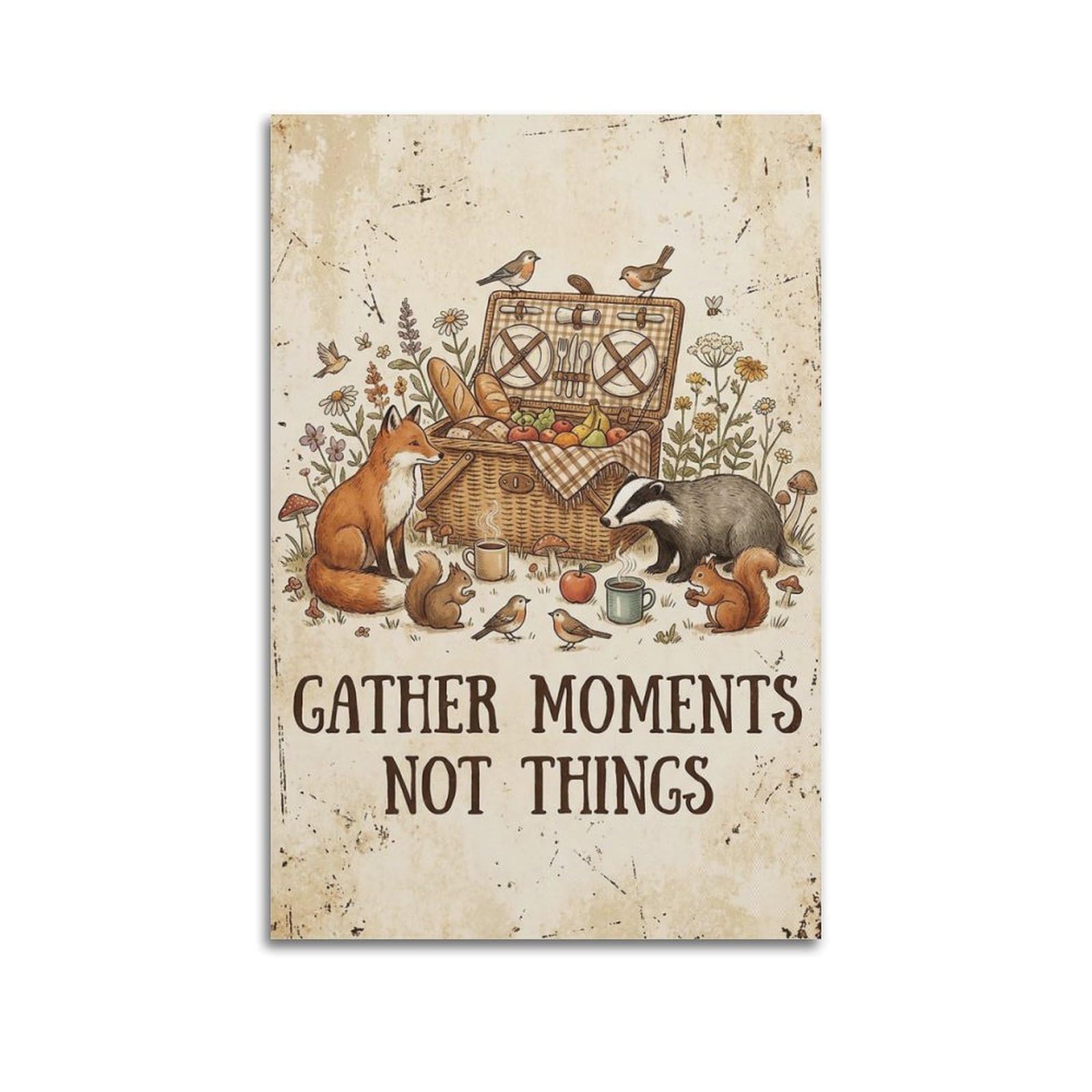 OKAHYS Gather Moments Quote Poster Memories Heart Vintage Modern Decorative Canvas Prints - Ideal Wall Art for Family, Man Cave, Game Room, Boys & Girls Bedroom 24x36inch