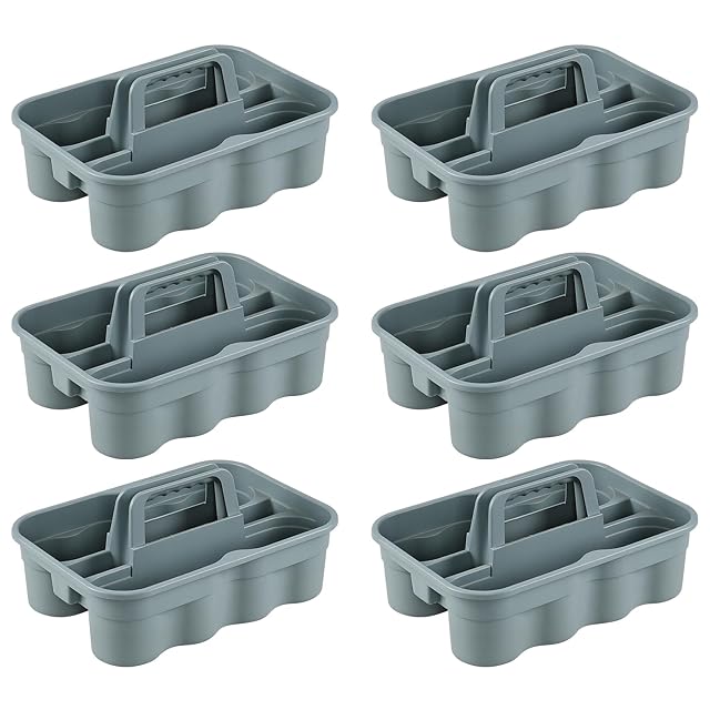 Parlynies All-Purpose Cleaning Caddy Cleaning Tool Organizer with Handle Portable Shower Caddy Basket Grey 6 Pack