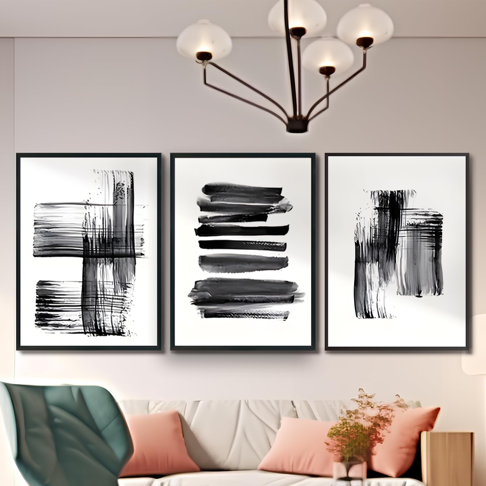 KAIDAARTLH Cuadro abstracto geométrico sobre lienzo, cuadros modernos abstractos de línea, cuadros modernos para salón dormitorio, sin marco(C,3x50x70cm)