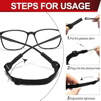 Cinturini Regolabili Per Occhiali - 5 Pezzi Antiscivolo Per Sport E Vita Quotidiana - Foto 12