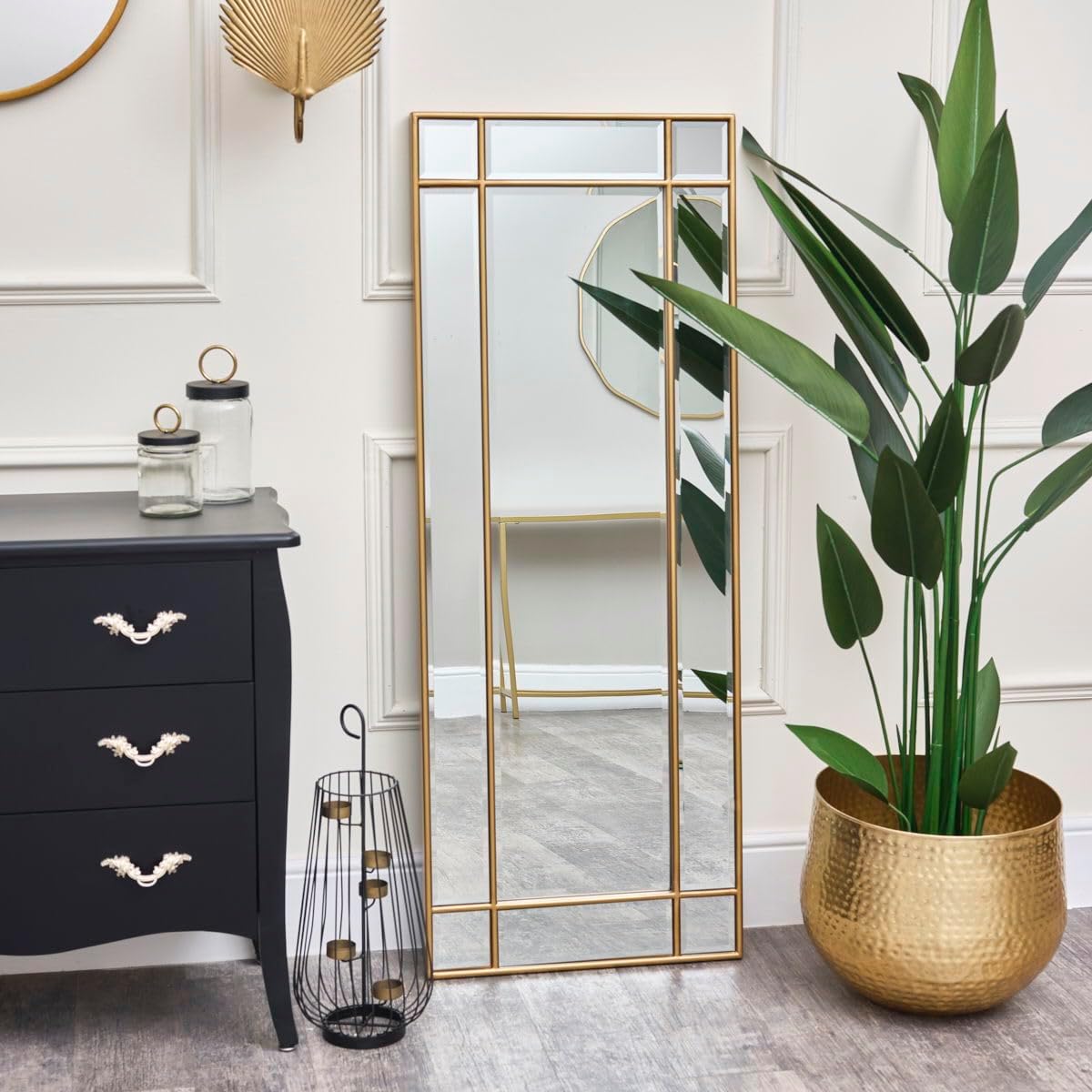 Melody Maison Art Deco Gold Foiled Wall Mirror 94x48cm For Living Room ...