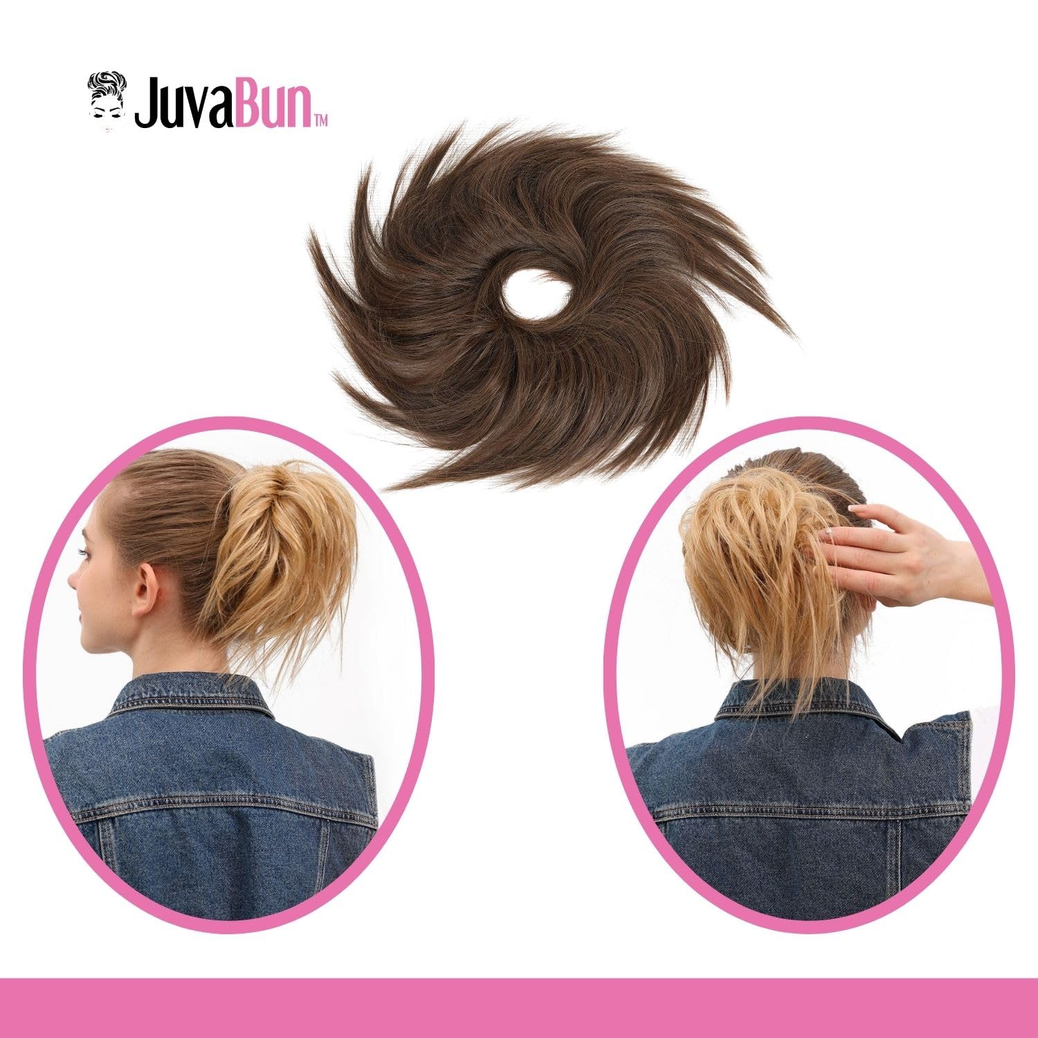 JuvaBun Light Brown Tousled Messy Bun Hair Pieces – Updo Hair Pieces Scrunchie for Women, Adds Volume to Thin Hair, Quick Styling, Washable & Realistic Everyday Wear_Light Brown