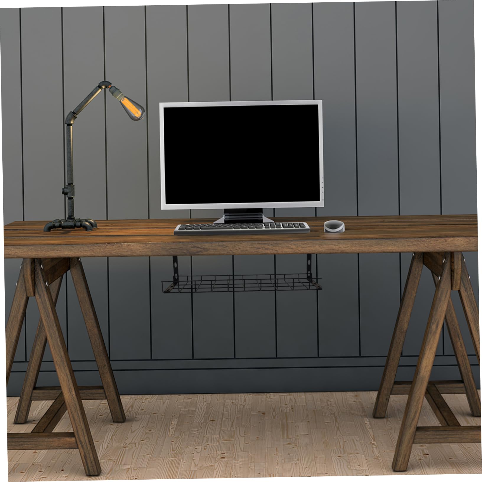 Organiseur De Câbles sous Bureau Conteneur De Rangement Élégant Fil De Fer Étagère De Gestion De Câbles