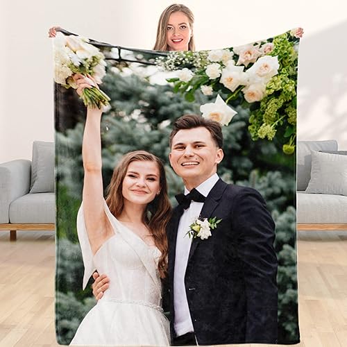 Miniatura 8 de DIYKST Manta de forro polar personalizada con fotos para familiares, amigos y mascotas, mantas personalizadas con collage de fotos de 1 a 9 para el