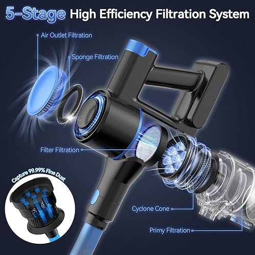 Miniatura 8 de N8 - Aspiradora inalámbrica, aspiradora ligera con potente succión, batería de 2200 mAh, tiempo de funcionamiento de 40 minutos, autoportante,