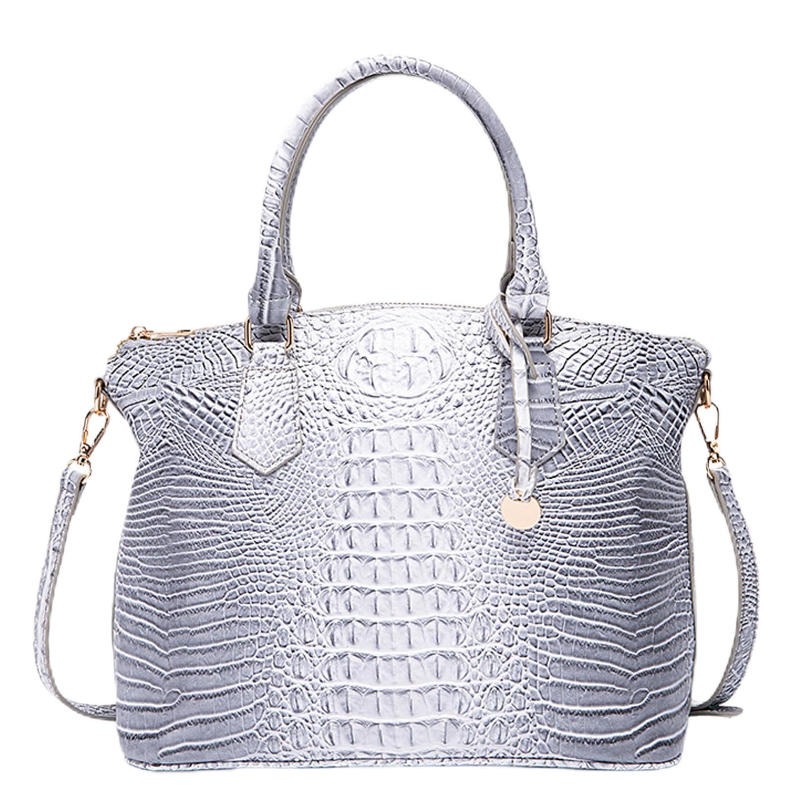 KUNGFUMA Women Purse Vegan Leather Crocodile-Embossed Pattern With Removable Shoulder Strap Top Handle Large Shoulder Bags | Vegan Leather, Top Handle