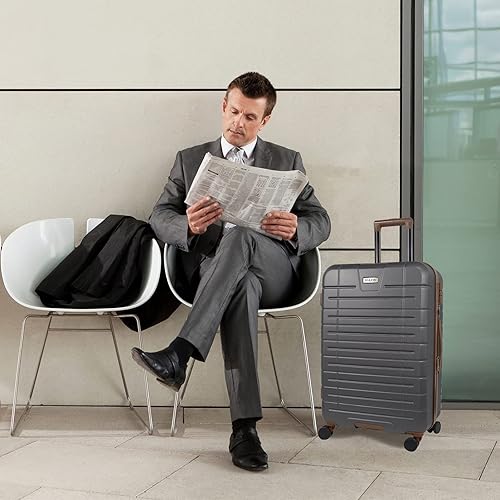 Miniatura 7 de Juego de equipaje de mano de 3 maletas expandibles con 4 ruedas giratorias para todas las personas, Gris, Maletas rígidas con ruedas giratorias,