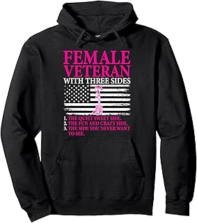 Female Veteran with Three Sides Women Veteran Mother Grandma Pullover Hoodie