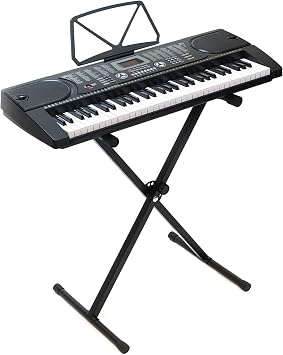 61-Key Electronic Piano Keyboard with 7-Position Adjustable Stand & Microphone - Black