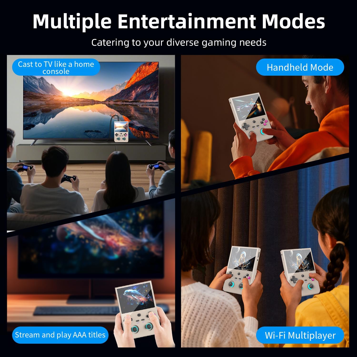 RG477V Retro Handheld Game Console with 19K+ ROMs Ready to Play 8+128GB+512GB 4.7-inch Touch Screen Dimensity 8300 Processor Android 14 WiFi 6E Bluetooth Gaming Handheld (Retro Gray-512GB)