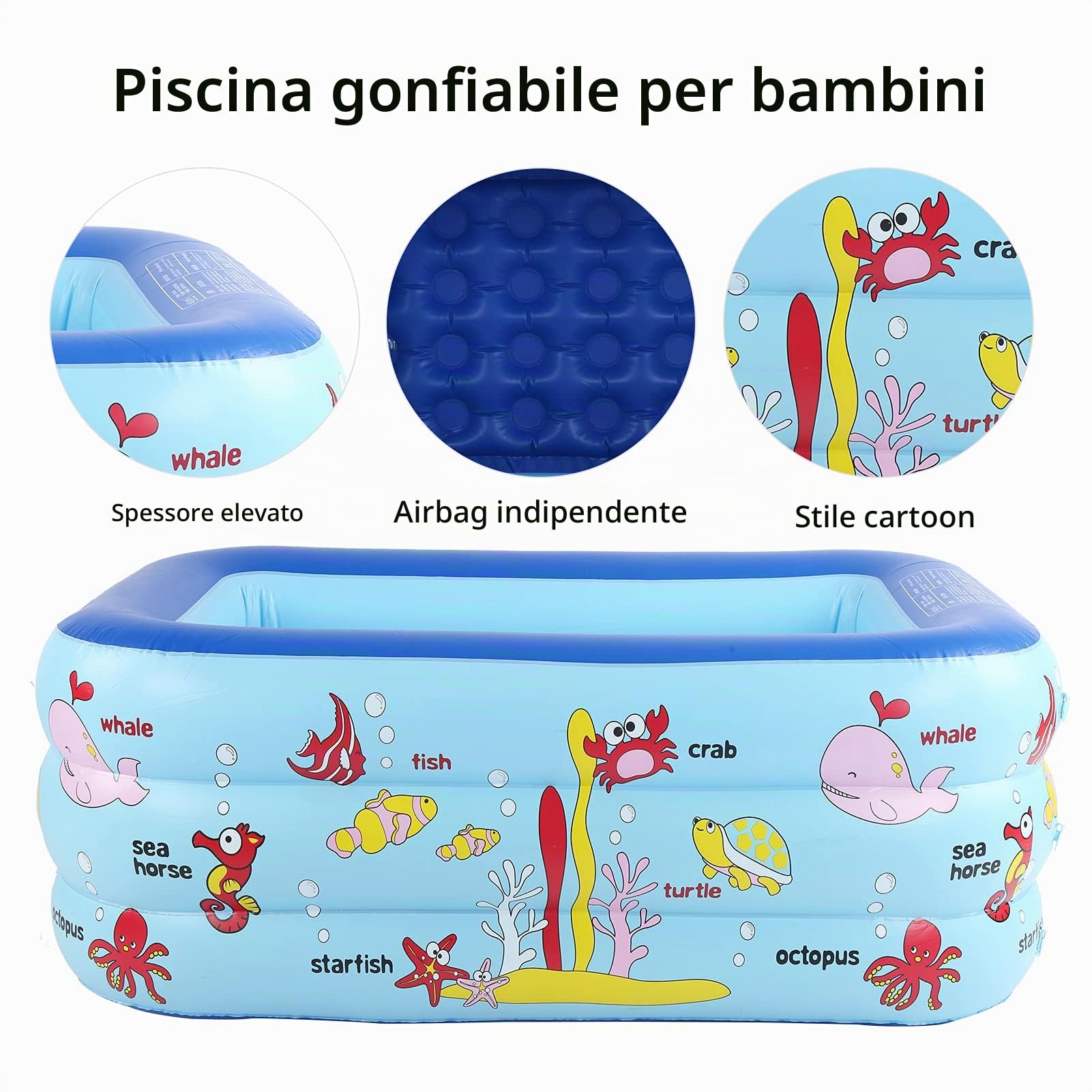 Piscina Gonfiabile per Bambini, Piscina per Bambini Gonfiabili, 130 X 85 X 55 Cm Piscina Familiare, Centro Giochi per Giochi D'acqua per Bambini per Interno e Outdoor