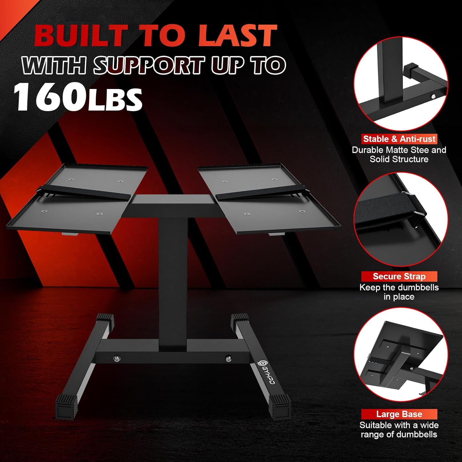 2026 NEW Adjustable Dumbbell Stand, 200 lb Capacity, Dumbbell Rack with Adjustable Belt, Heavy Duty Column Dumbbell Stand, Easy Storage & Safety for Home Gym, Dumbbell Rack Stand Only