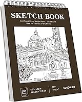 Soucolor 8.5x11 Spiral Bound Sketchbook - 100 Sheets 68lb/100gsm Acid-Free Thick Paper, Hard Cover Sketch Pad for Artists & Teachers