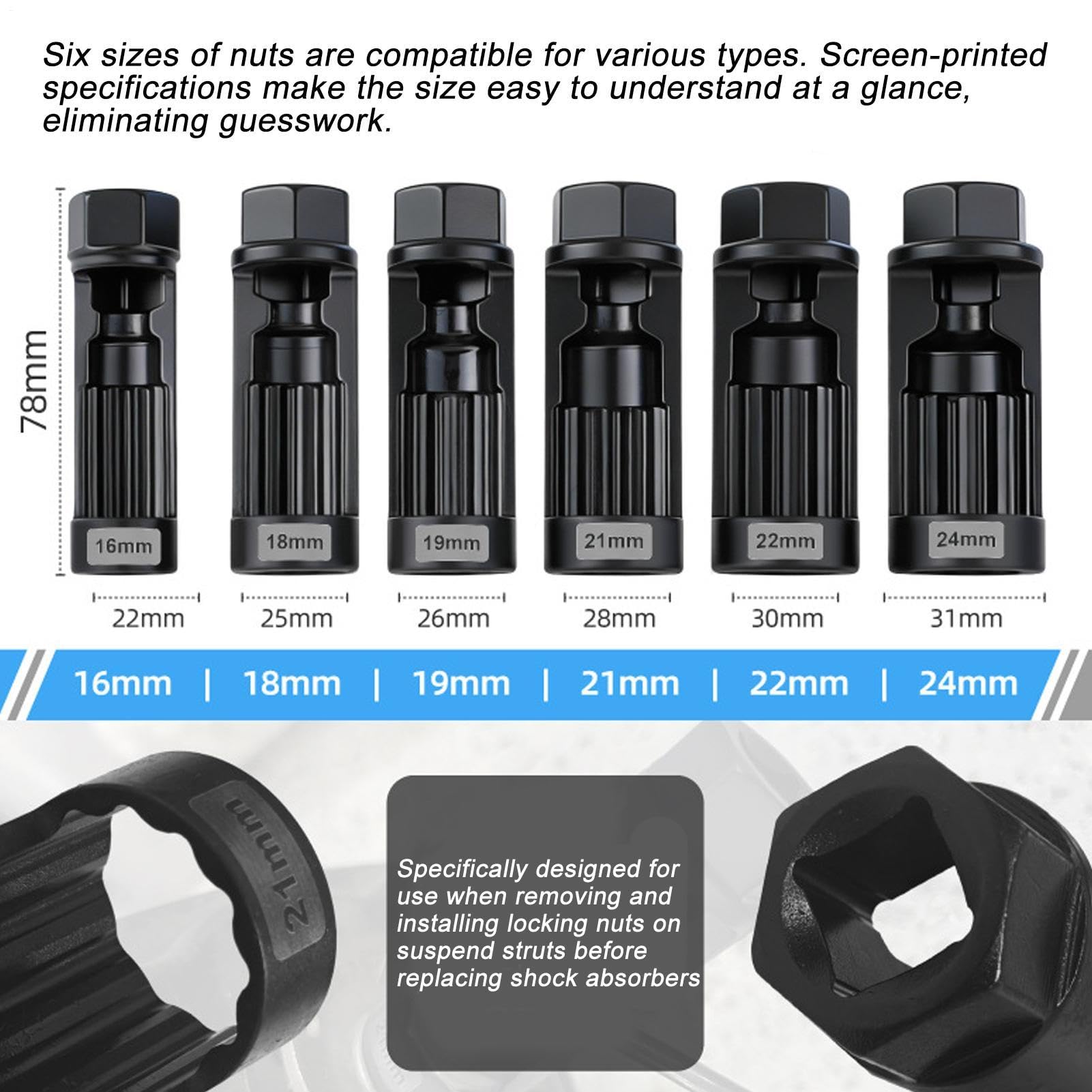 Juego de Vasos para Puntal Kit de 6 Piezas Extrae e Instala Amortiguador