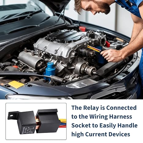 2 Pack 12V 80A 5 Pin Relays, SPDT Changeover Relay with Socket Holder, Heavy Duty Relay for Truck, Motor and Automotive Applications, Electric Fuel Pumps, Cooling Fan, Solenoid, Horn, On/Off Operation