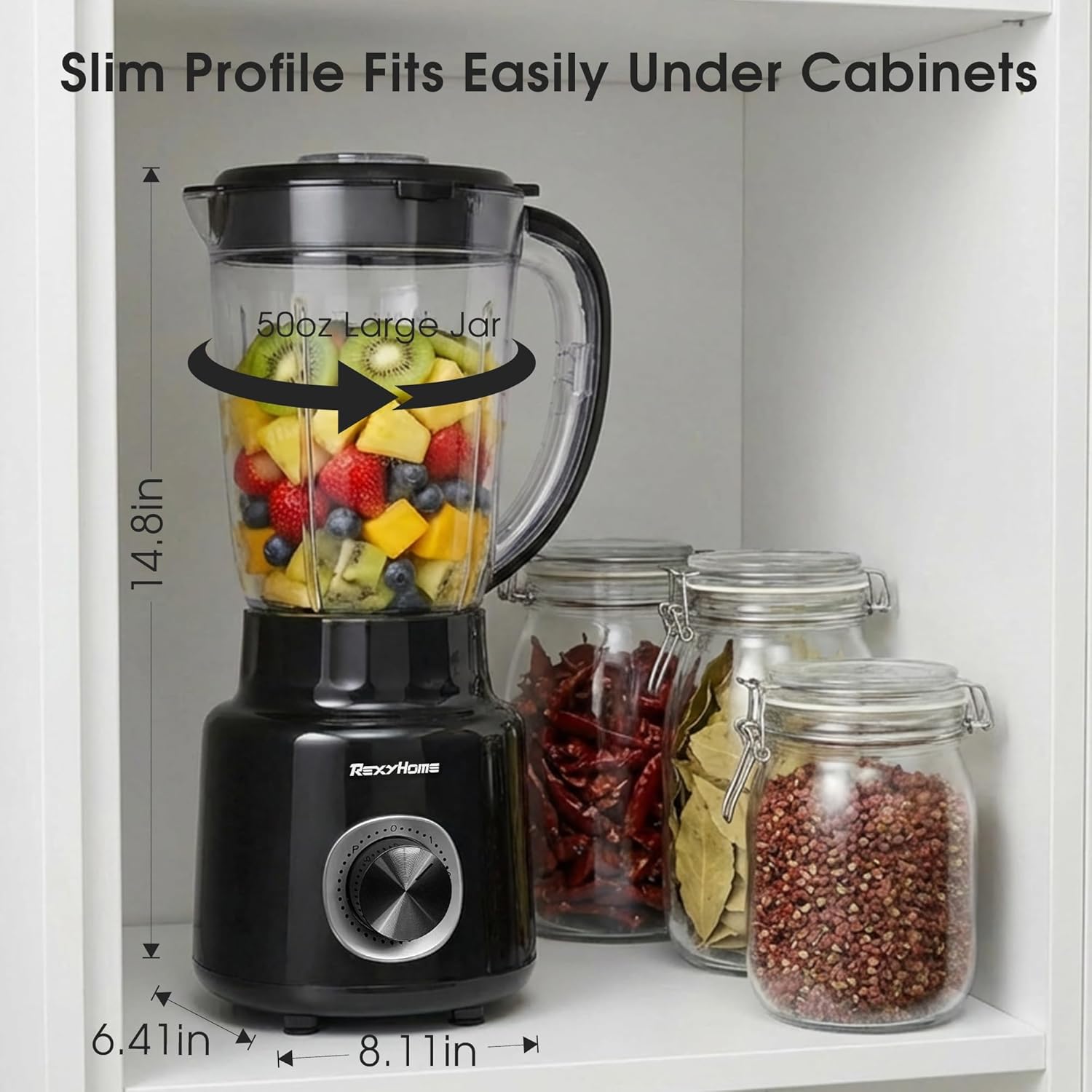 Blender, 700W Countertop Blenders for Kitchen, 50oz BPA-Free Jar, 3-Speed Blender for Smoothies, Shakes, Ice Crushing & Frozen Fruit